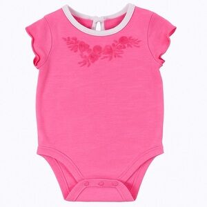 Pink Embroidered Short Sleeve Bodysuit